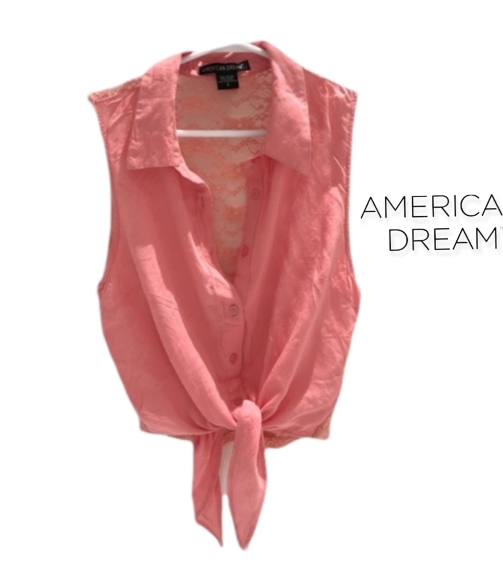 AMERICAN DREAM Los Angeles- Sleeveless Lace Tie up Blouse- S